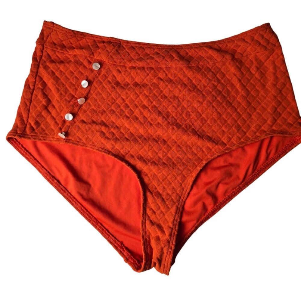 Modcloth Orange The Sissone High-Waisted‎ Bikini Bottom XL Retro